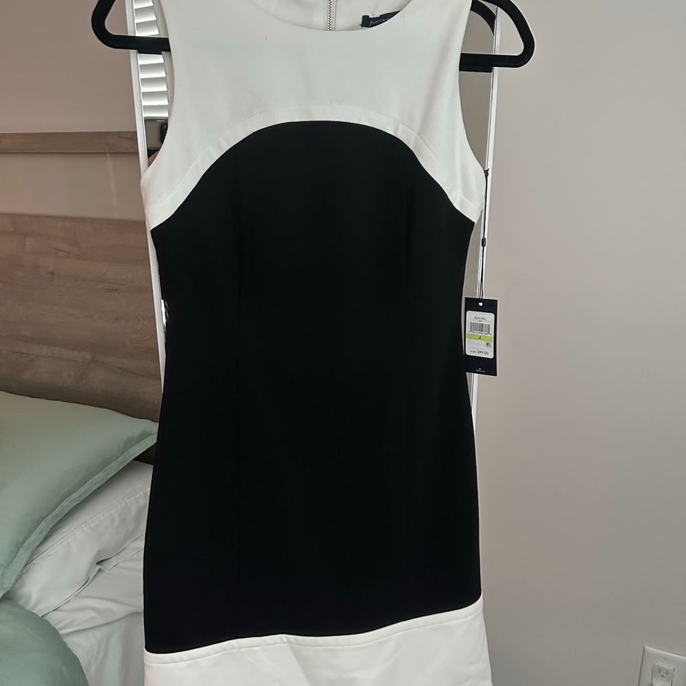 Elegant Black and White Sleeveless Dress